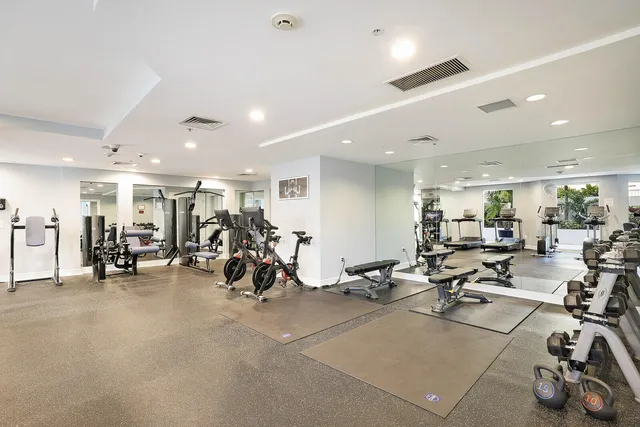 a view of a room with gym equipment