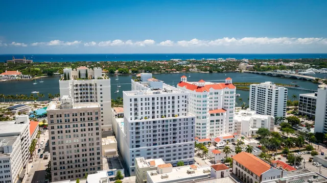a view of a city with tall buildings