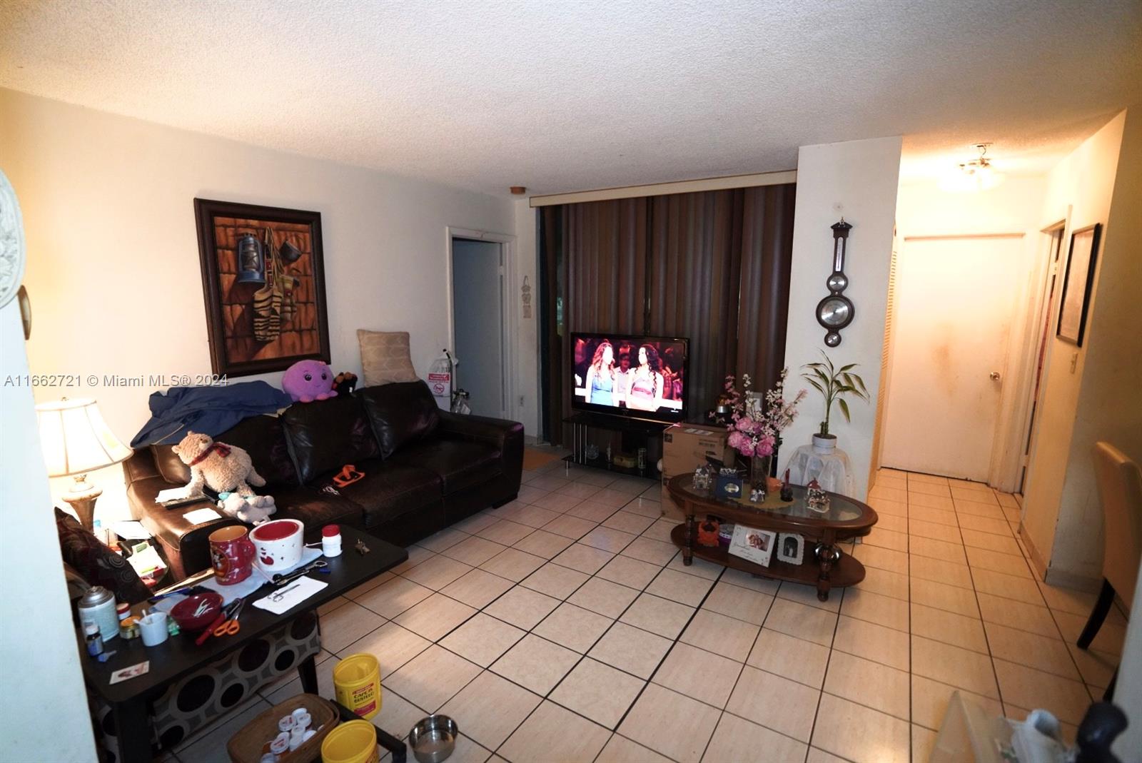 11790 Southwest 18th Street, Unit 2273 Miami, FL 33175 - Photo 5 of 18 a living room with furniture a flat screen tv and a fireplace