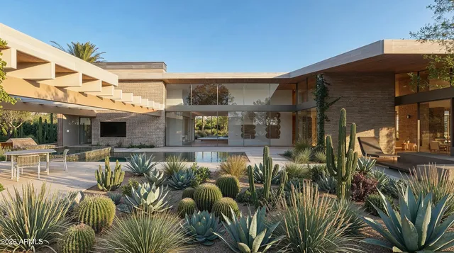 a view of a chairs and table in patio
