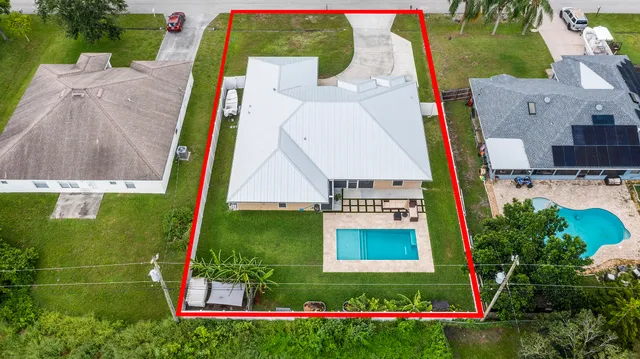 an aerial view of a house
