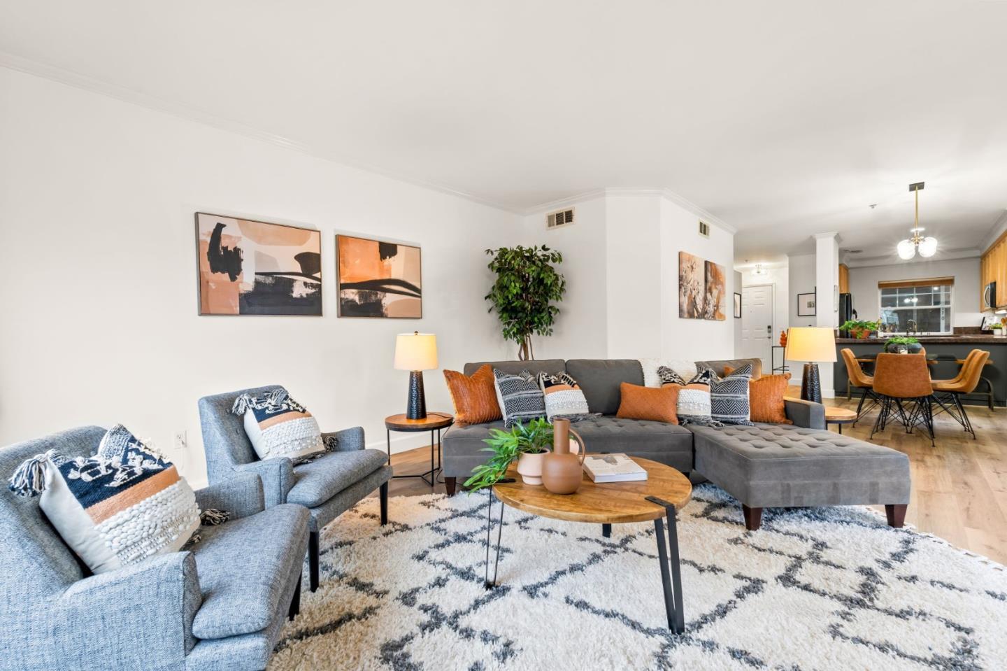 852 Diablo Avenue, Unit 104 Novato, CA 94947 - Photo 9 of 23 a living room with furniture and a view of kitchen