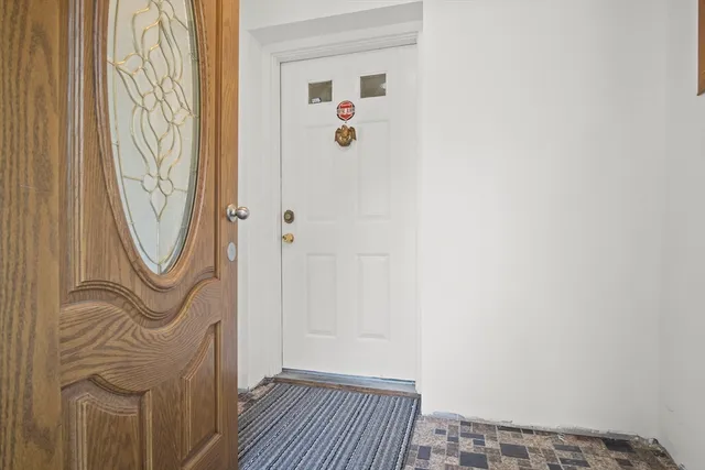 a door with a mirror