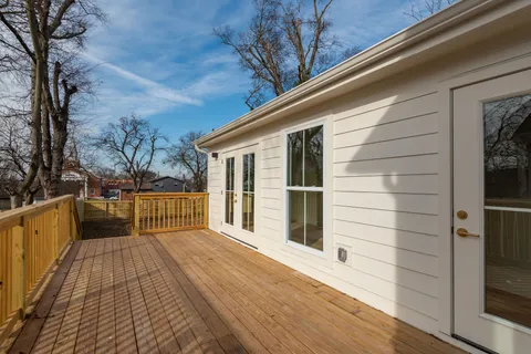 a view of a house with a large window