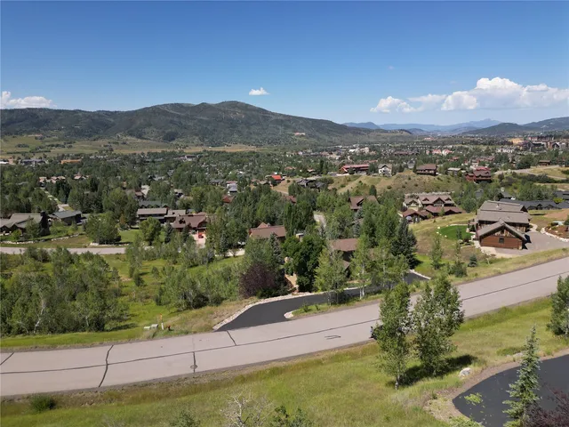 a view of a city with mountain
