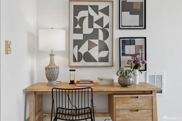 a table with a potted plant on it