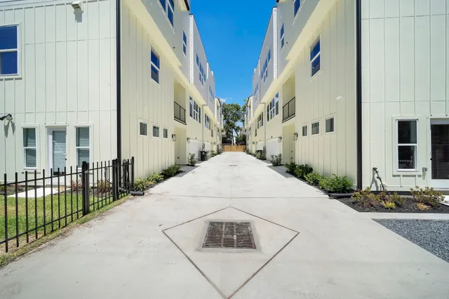 a view of a brick building front of building