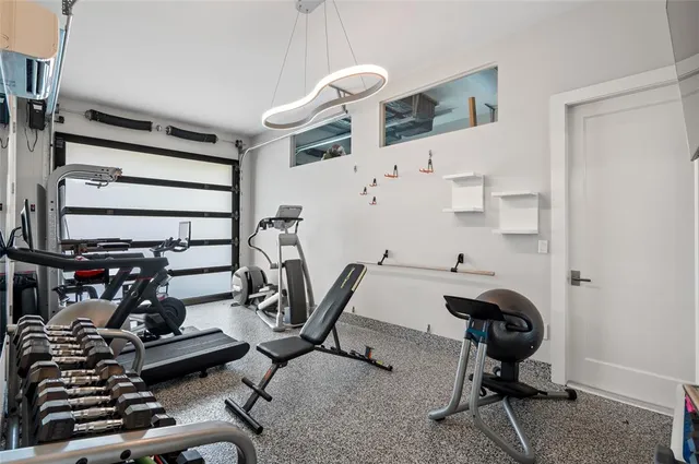 a view of a room with gym equipment
