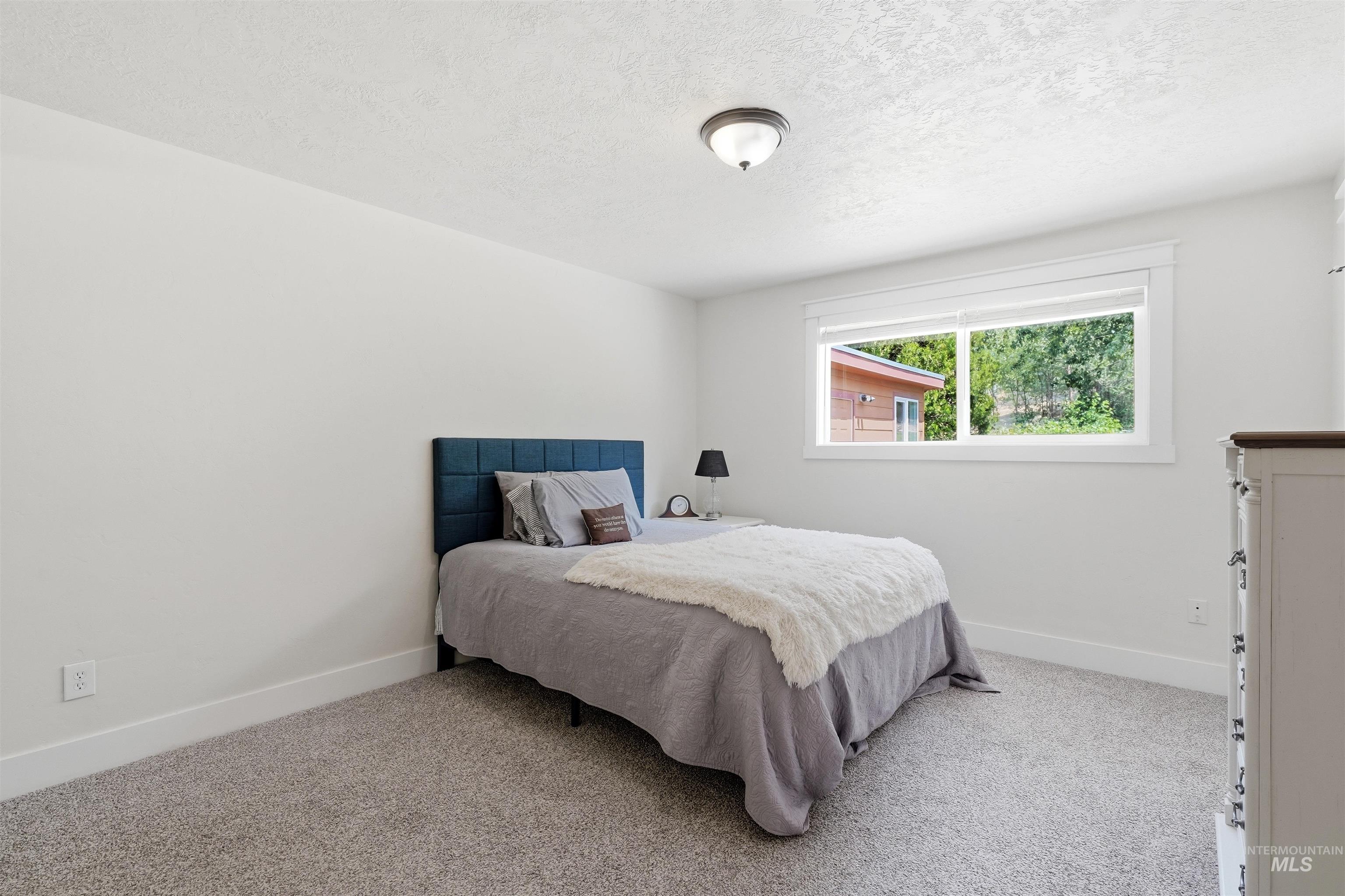23650 Freezeout Road Caldwell, ID 83607 - Photo 17 of 42 Carpeted room featuring a white ceiling light, a large window with white trim, and white baseboards