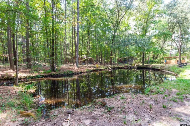 a garden view with a lake view