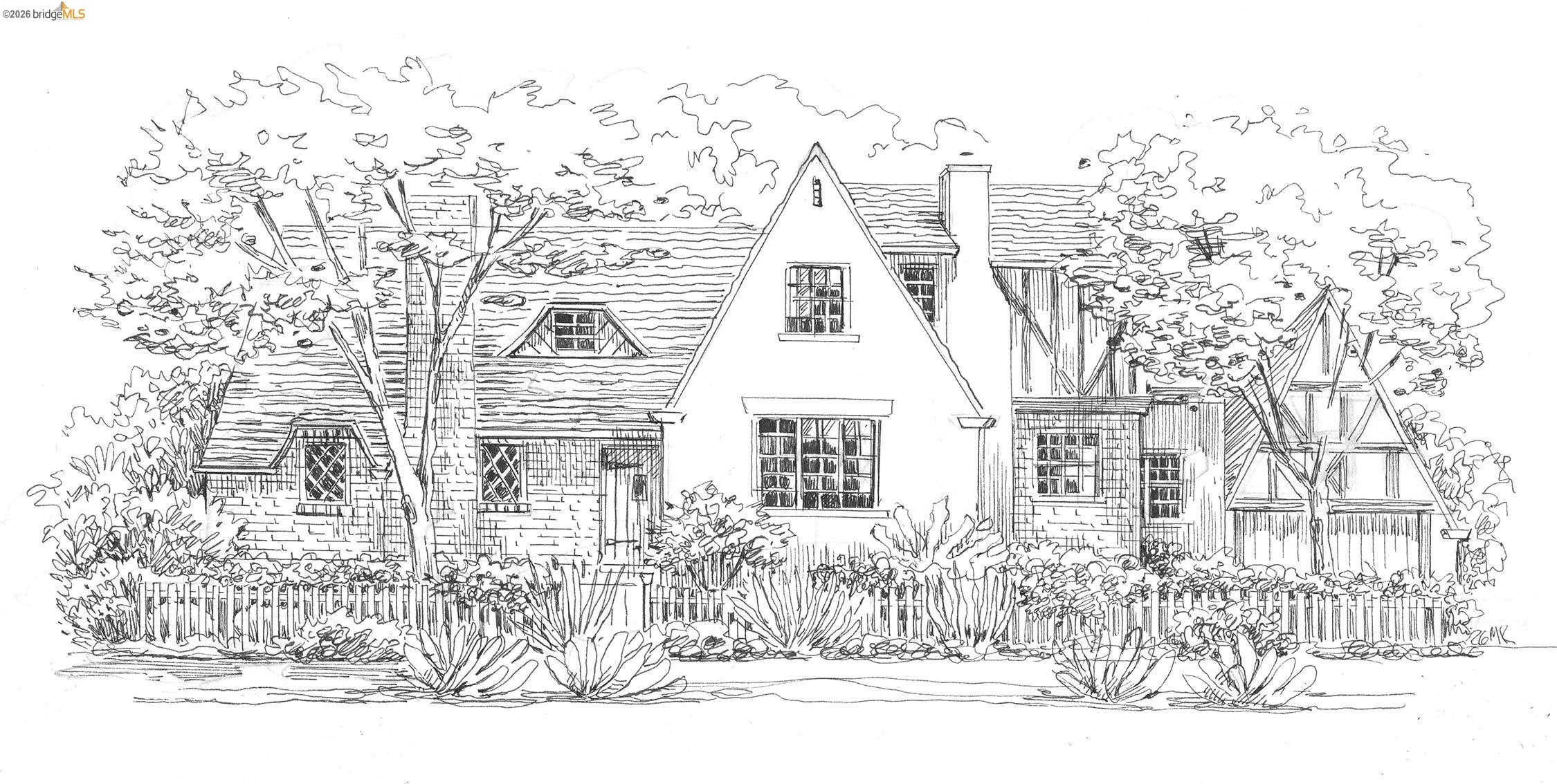 1087 Hubert Road Oakland, CA 94610 - Photo 66 of 67 Architectural Rendering. Illustrating the exterior facade and landscaping of the property