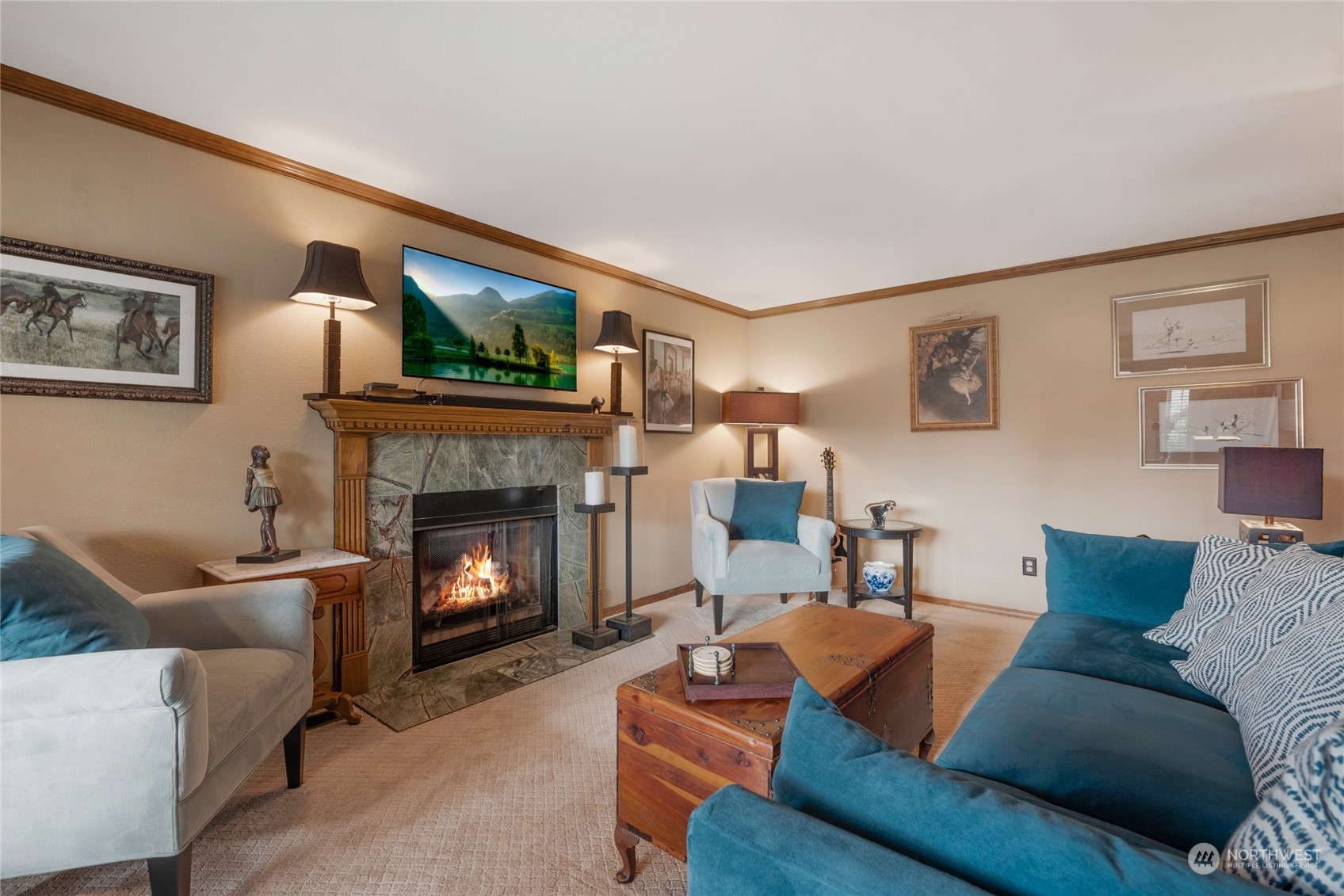 2529 166th Place Southeast Bothell, WA 98012 - Photo 7 of 35 a living room with furniture and a fireplace