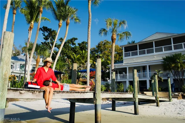 a view of building with sitting area