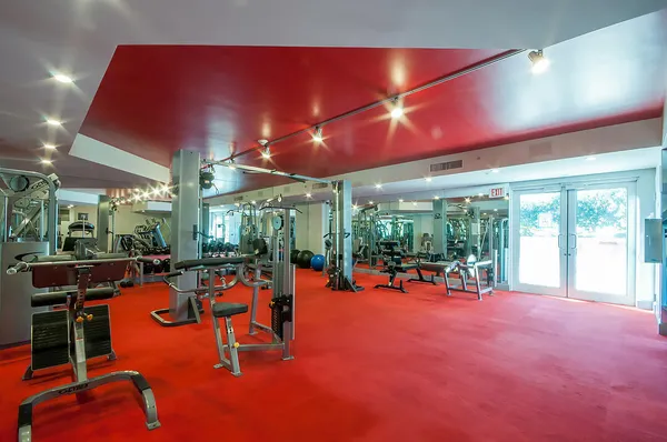 a view of a room with gym equipment
