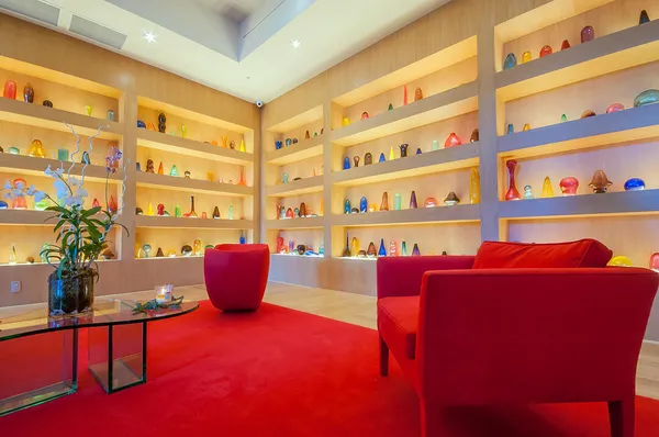a living room with furniture