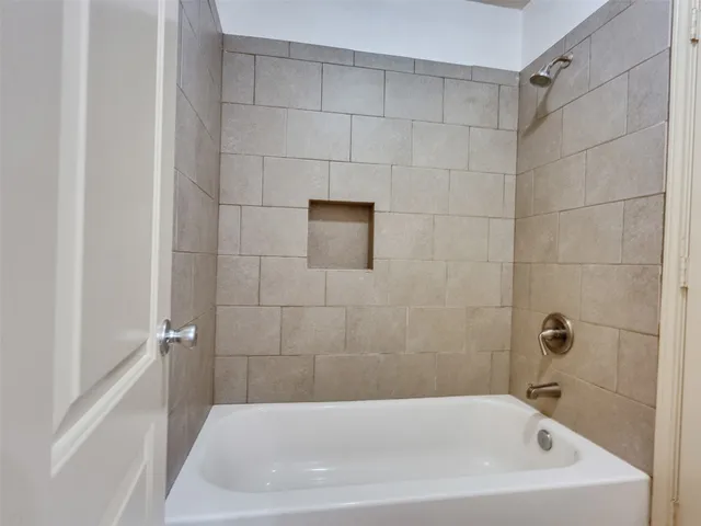 a bathroom with a bathtub