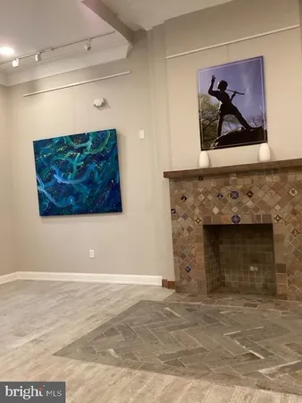 a view of a fireplace in a room