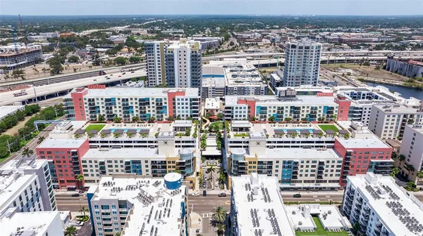 an aerial view of city