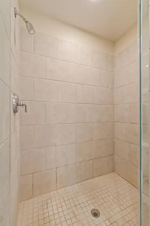 a city view with tall buildings