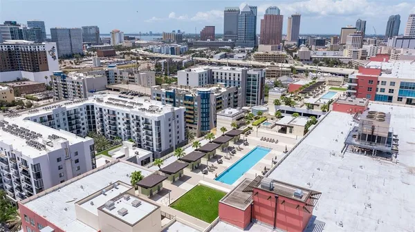 an aerial view of a city
