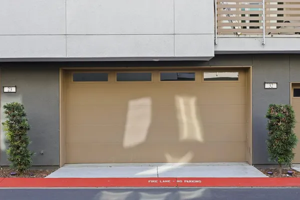 a view of a building with a door