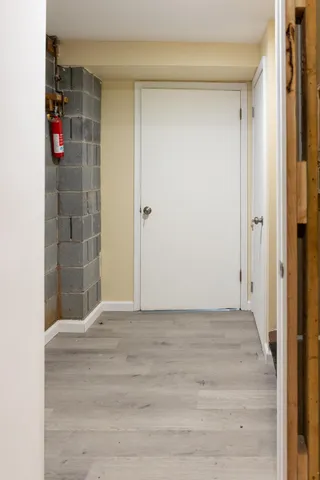 a view of a room with a shower curtain
