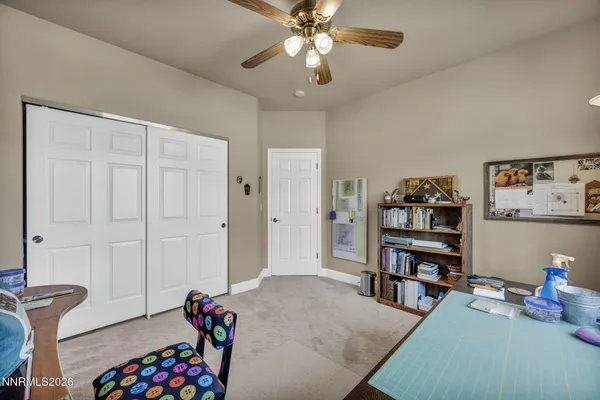 a view of a dry yard with trees