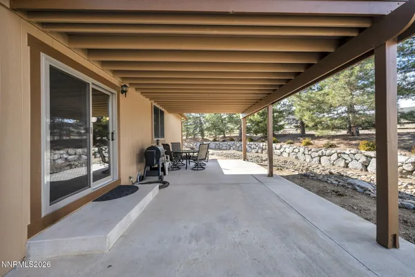 a view of a garage with storage
