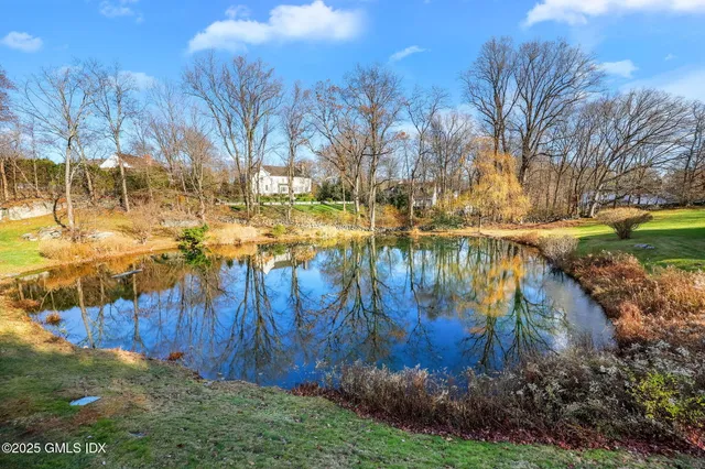 a view of a house with a big yard and potted plants
