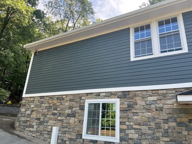 a backyard view of a house