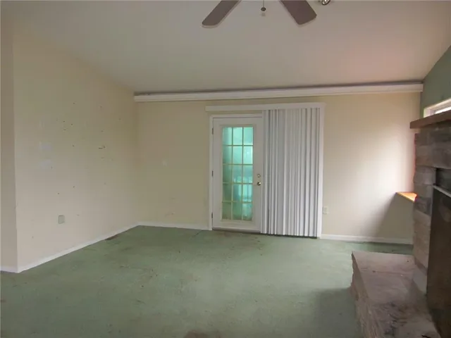 a view of porch with a chair