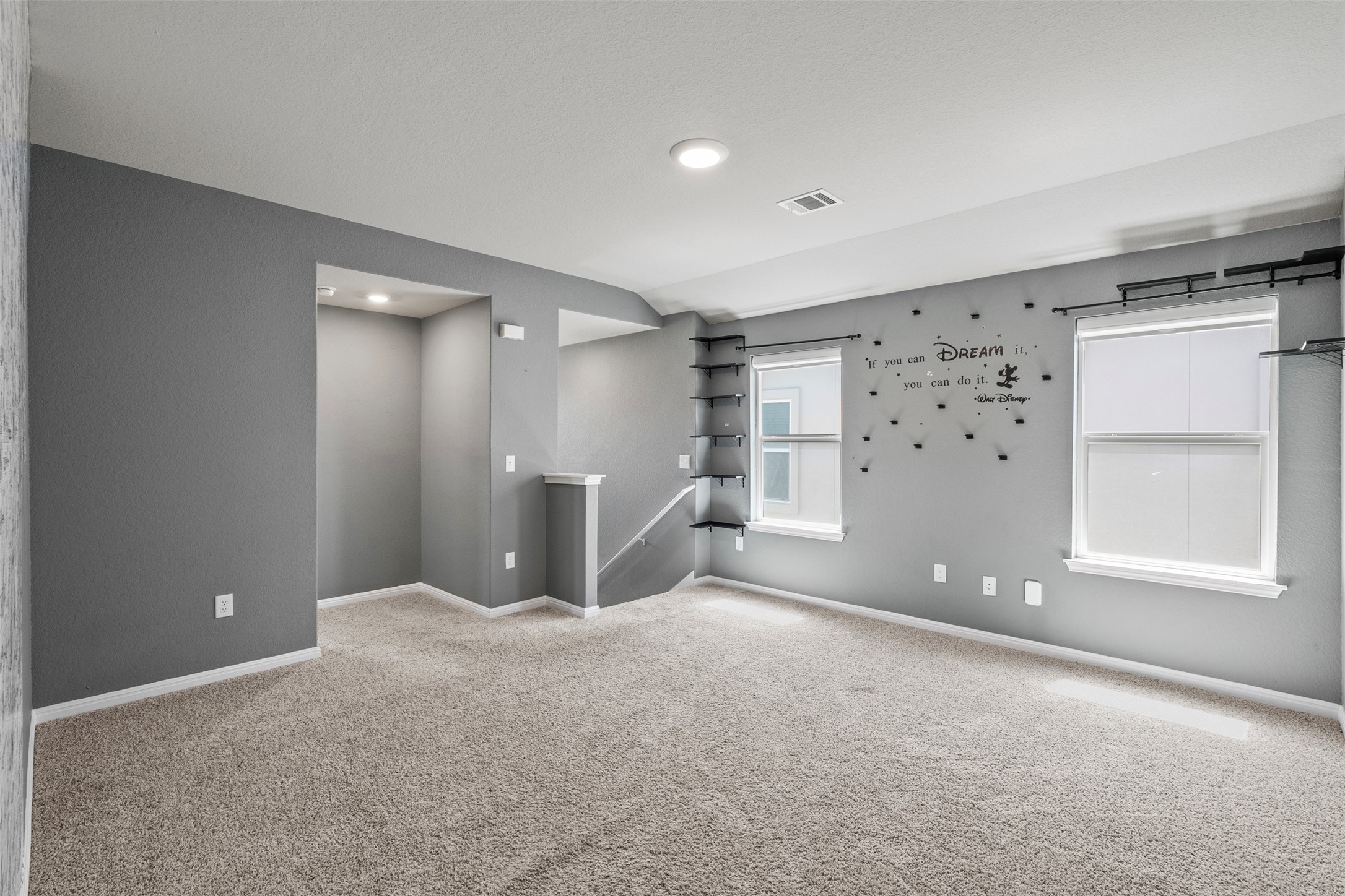 120 Ellinger Road Georgetown, TX 78626 - Photo 19 of 28 Carpeted interior space featuring neutral gray walls and recessed lighting