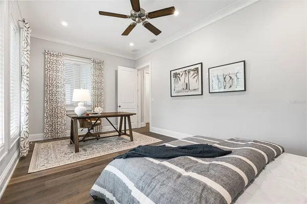 a view of a garden with a lake