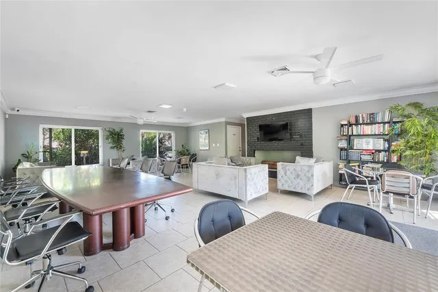 a living room with furniture a rug potted plant and a window