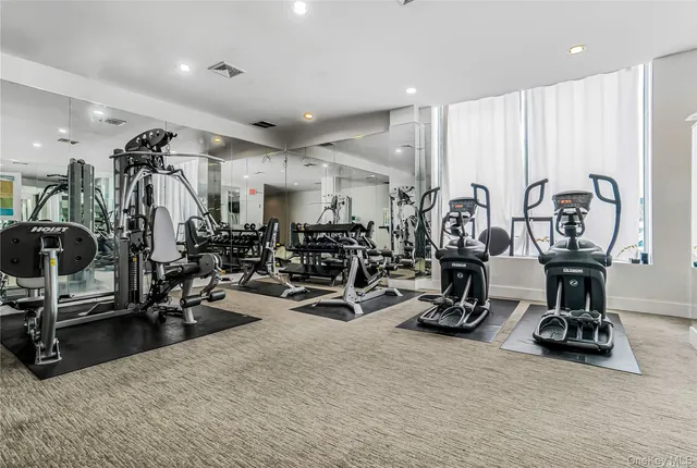 a view of a room with gym equipment