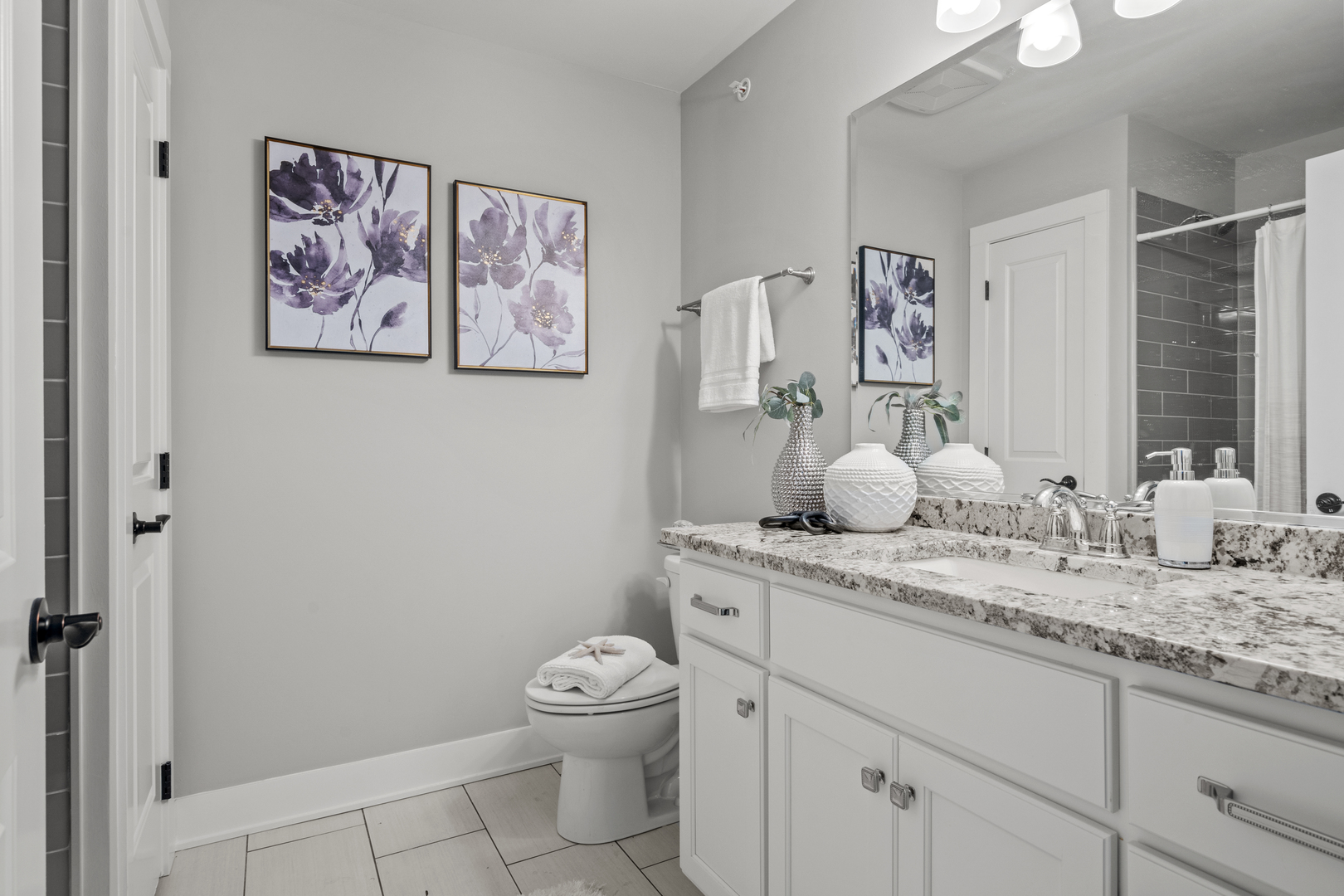 613 Bourbon Lane Naperville, IL 60565 - Photo 17 of 36 a bathroom with a granite countertop sink mirror vanity and toilet