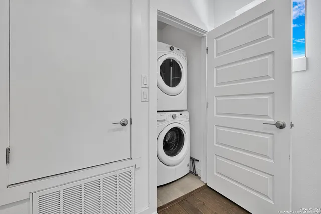 a utility room with dryer and washer