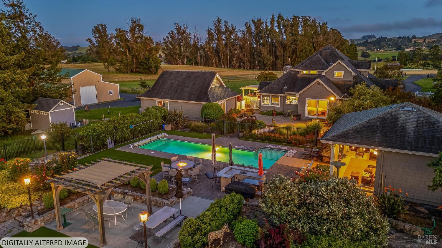 4760 Blank Road Sebastopol, CA 95472 - Photo 44 of 46 an aerial view of a house with a garden