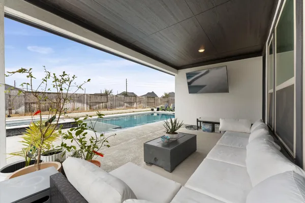 a living room with furniture
