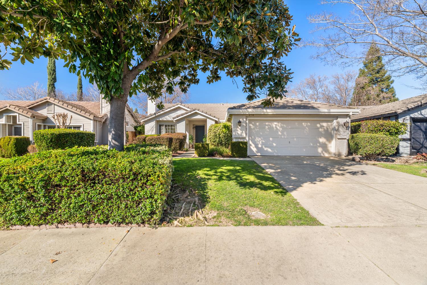 This special, single story home with mature landscaping has a tile roof, two car garage and was recently updated with all new interior paint and new flooring throughout. HVAC system is approx 3 years new!