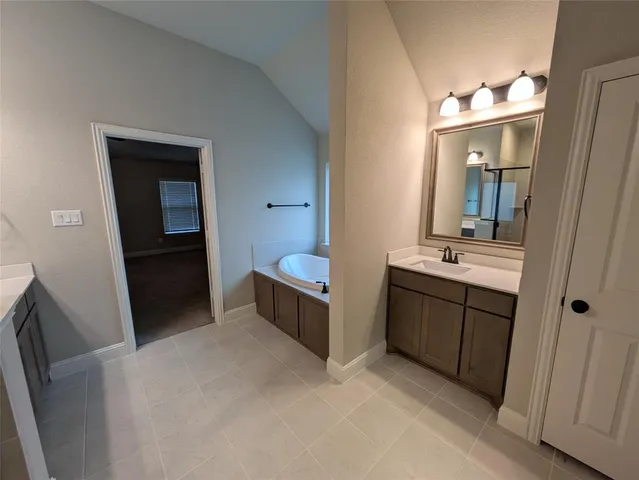 a bathroom with a sink a vanity and mirror