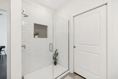 a bathroom with a shower