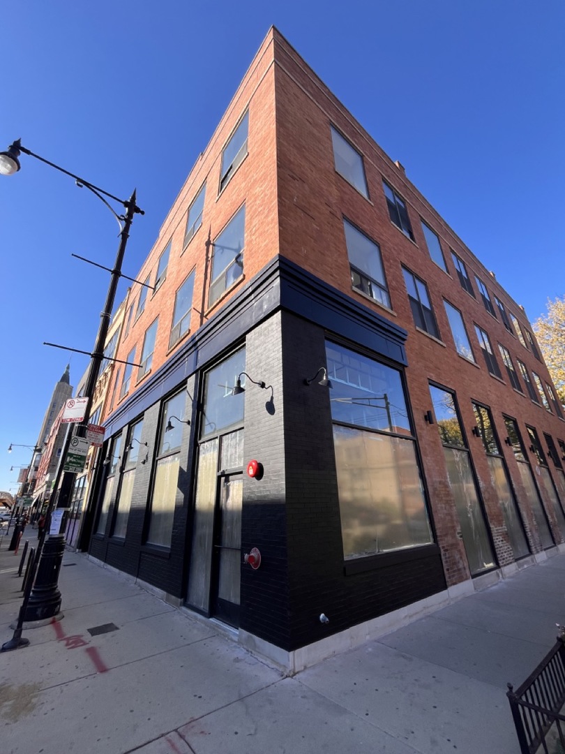 a view of a building with a door