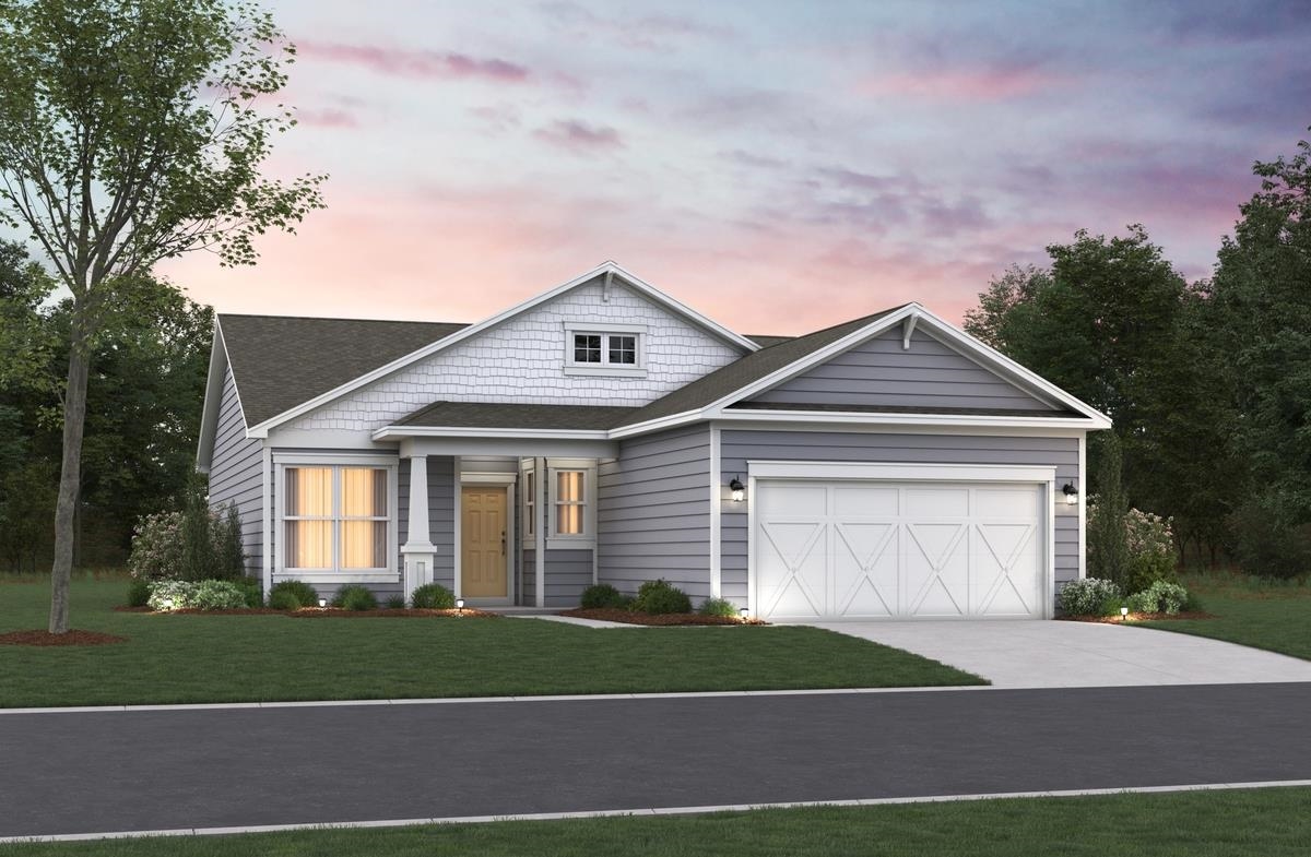 Craftsman inspired home with a yard, driveway, roof with shingles, and a garage