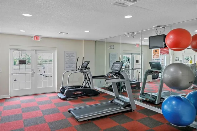 a room with gym equipment
