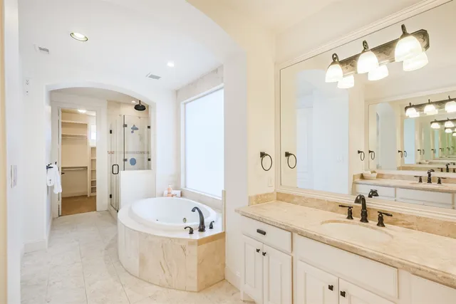 a bathroom with a tub