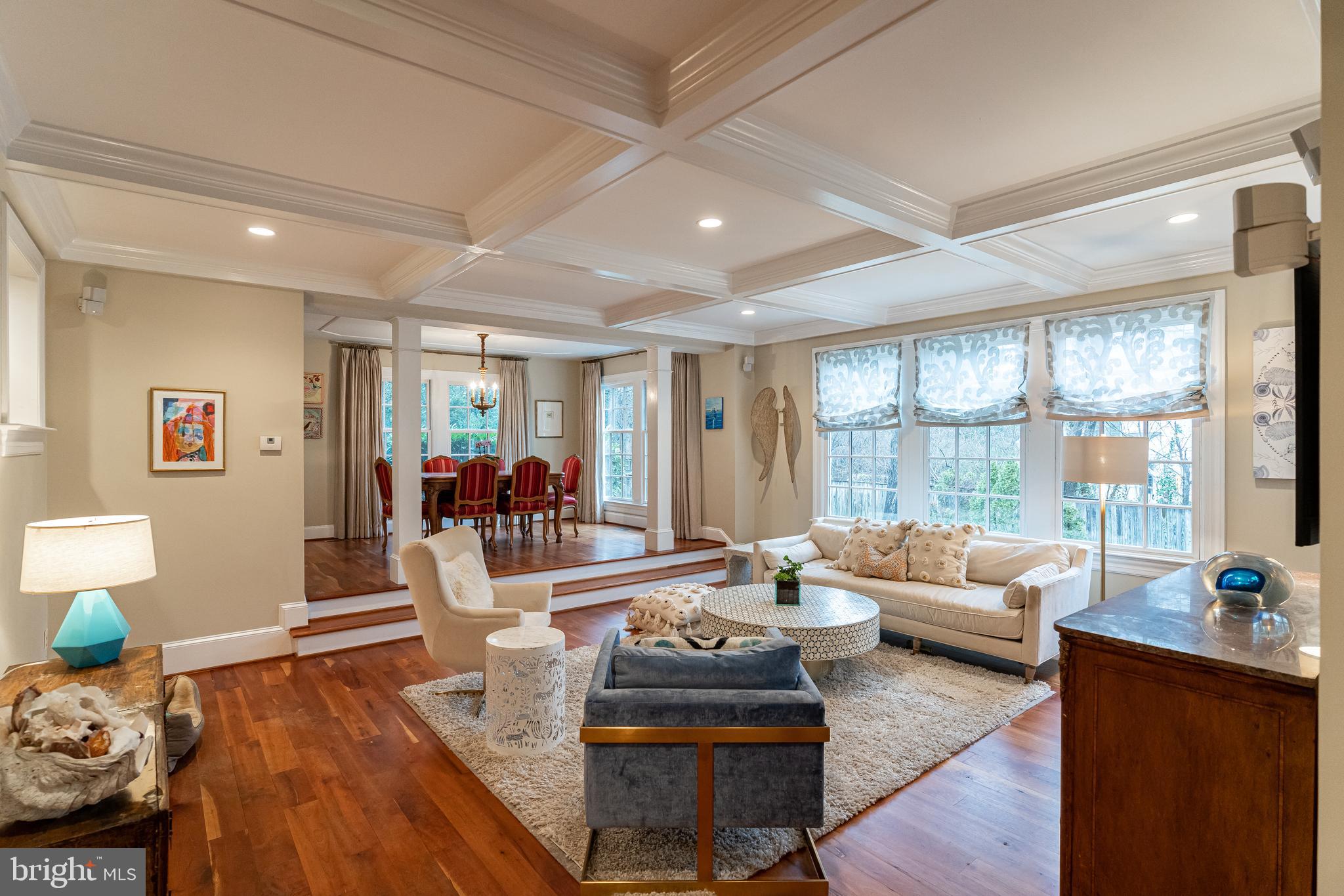8009 Custer Road Bethesda, MD 20814 - Photo 6 of 24 Family Room w/ Coffered Ceiling