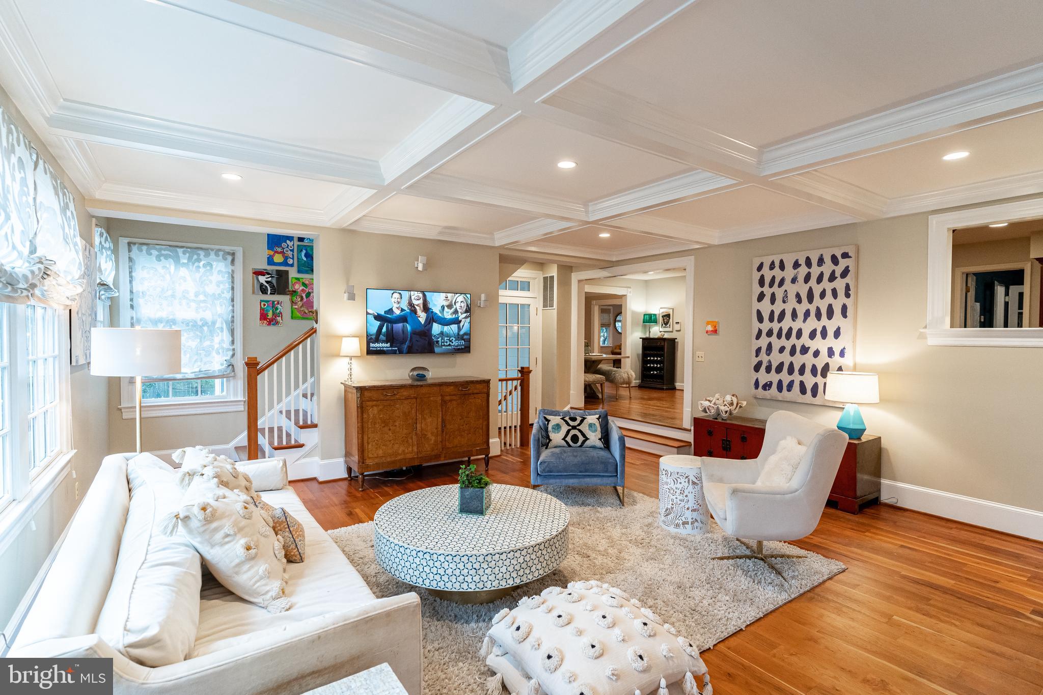8009 Custer Road Bethesda, MD 20814 - Photo 7 of 24 Family Room w/ Coffered Ceiling