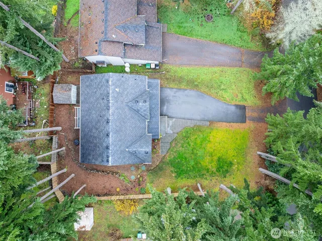 an aerial view of a house
