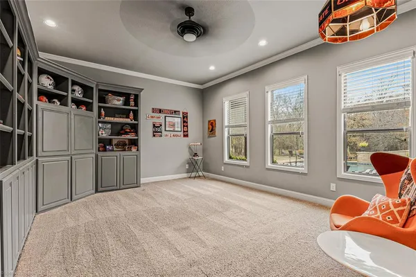 a large white room with windows